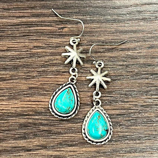 Drop Turquoise Spur Earrings