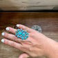 Long Ring- adjustable - Kingman turquoise ring and sterling silver