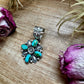 Flower Pendant with Sonoran Gold Turquoise – Sterling Silver – Native Made by Charles Johnson – Fits 10mm