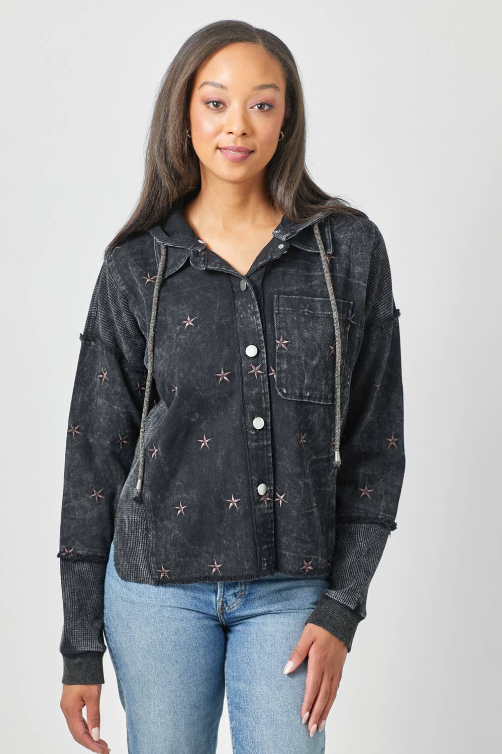 Star Embroidery Washed Jacket