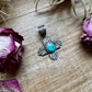 Zia Symbol Pendant with Sonoran Gold Turquoise – Sterling Silver – Native Made by K. Billah – Fits 8mm