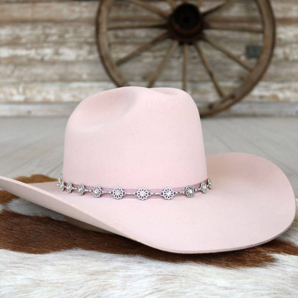 Silver Hat Band with Dainty Wildflower Chain display picture 2