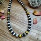 18 inch 12 mm Sterling Silver Pearls necklace & bumblebee jasper beads