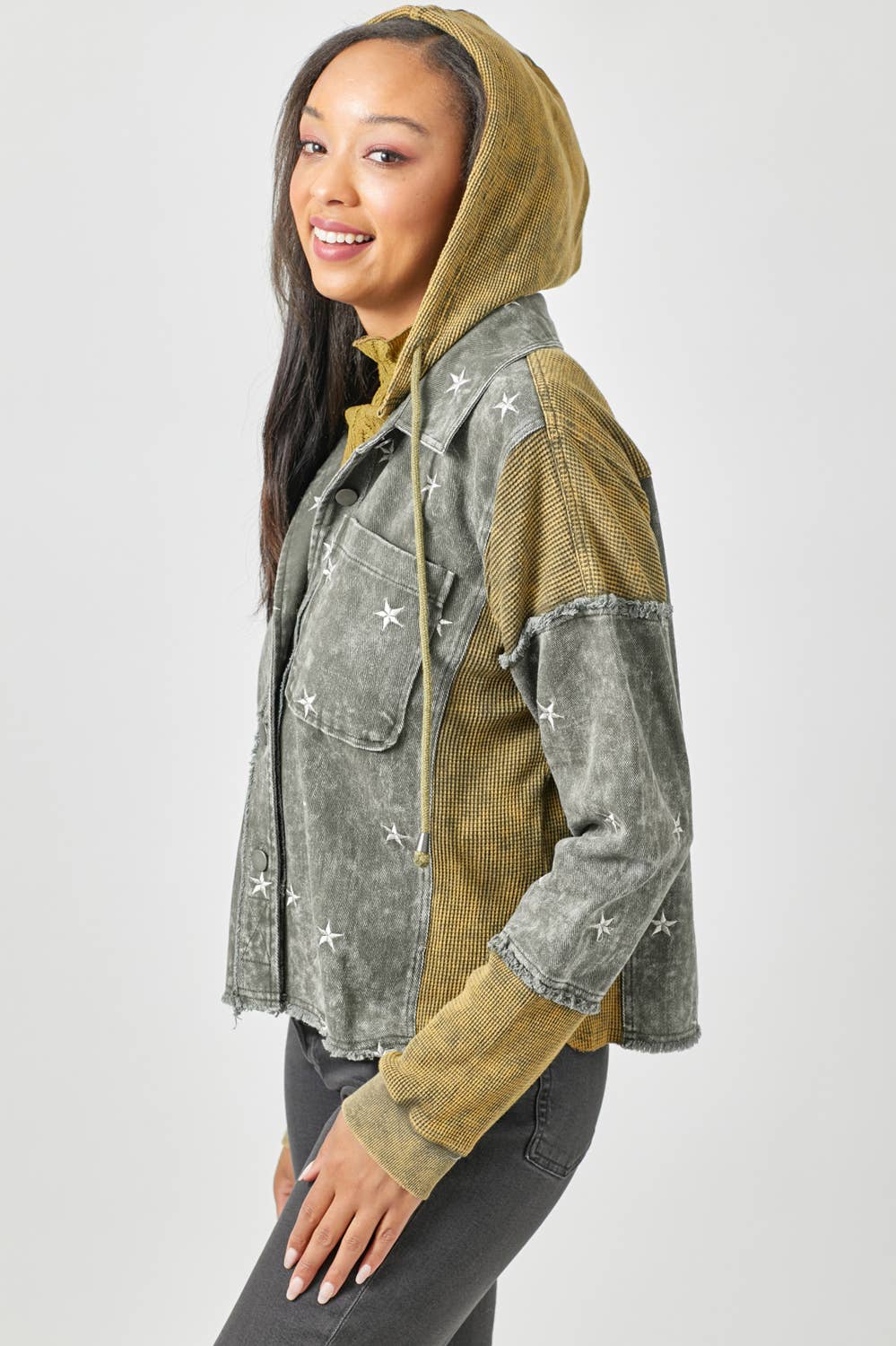 Star Embroidery Washed Jacket