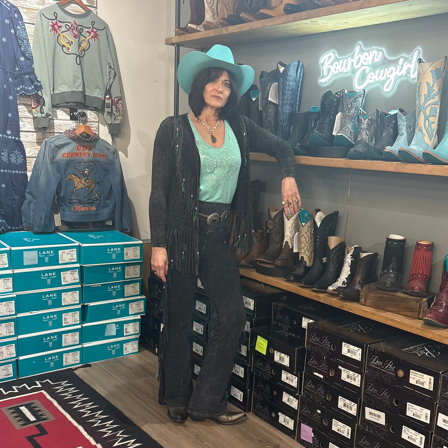 Chap Full Fringe and Feathers Pants by Pat Dahnke -Black