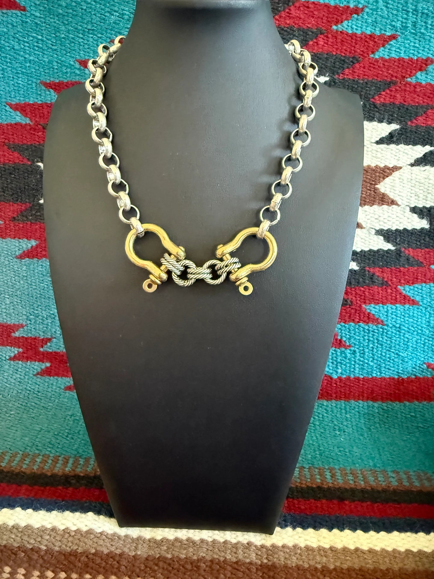 Brass Shackle Necklace by V2 Designs