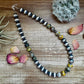 18 inch 12 mm Sterling Silver Pearls necklace & bumblebee jasper beads