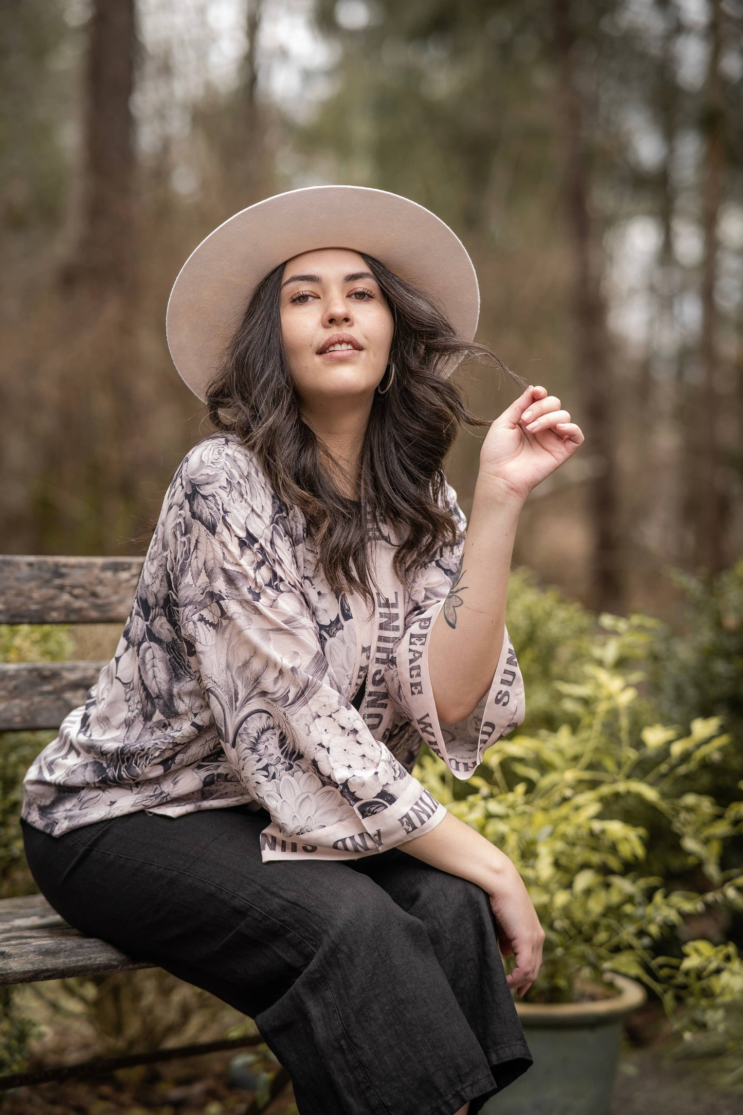 Peace Wine and Sunshine Cropped Bamboo Boho Kimono Cardigan