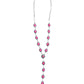 Dainty Silver Oval Pink Concho Lariat Style Necklace