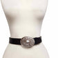 Genuine Leather Belt with Removable Western Floral Buckle