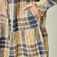 Acid Washed Tiered Coat Dress