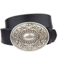 Genuine Leather Belt with Removable Western Floral Buckle