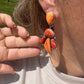 Spiny Oyster & Orange Cluster Earrings – Dangle with Stud Post