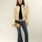 Marilyn Palomino With Fringe Ivory Leather Jacket by Juan Antonio