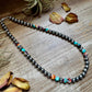 Mohave Turquoise Mix & Sterling Silver Necklace – 8 mm Beads – 19 Inch + Extender