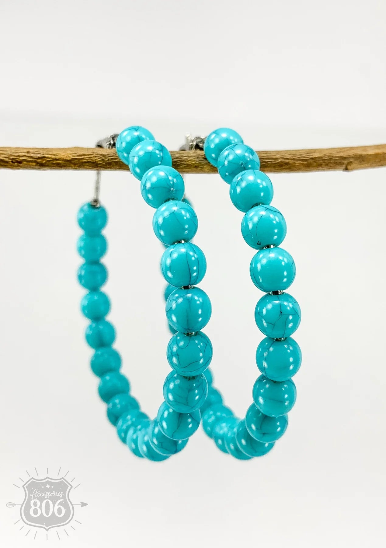 Turquoise Beaded Hoop Earrings - Cowgirl Jewelry