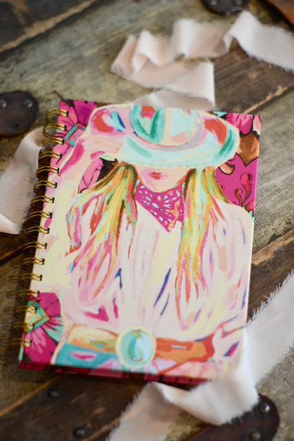 Western Pink Colorful Cowgirl Hardcover Notebook