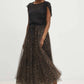 Aria Long Leopard Print Tulle Maxi Skirt