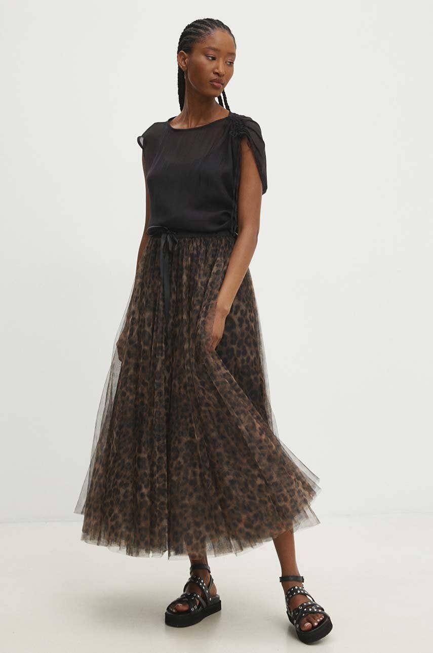 Aria Long Leopard Print Tulle Maxi Skirt