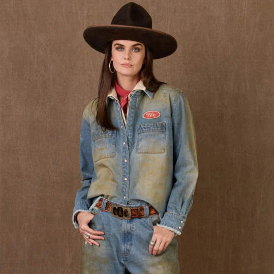 Driller's Denim Workshirt Top by Double D Ranch