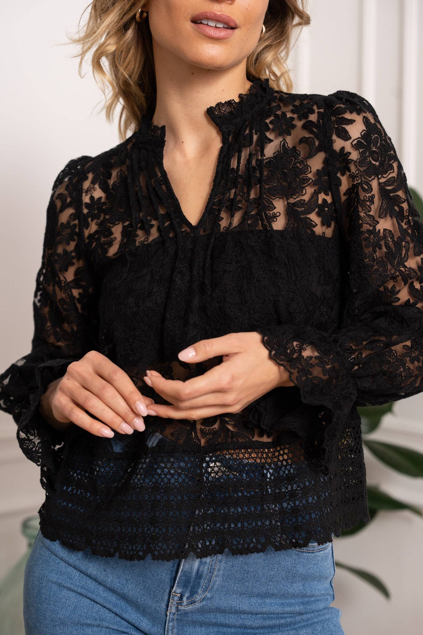 Boho Lace Blouse in Ecru or Black