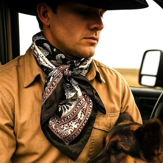 Two Tone Black Brown Paisley Wild Rag | Rodeo Wildrags at Bourbon Cowgirl