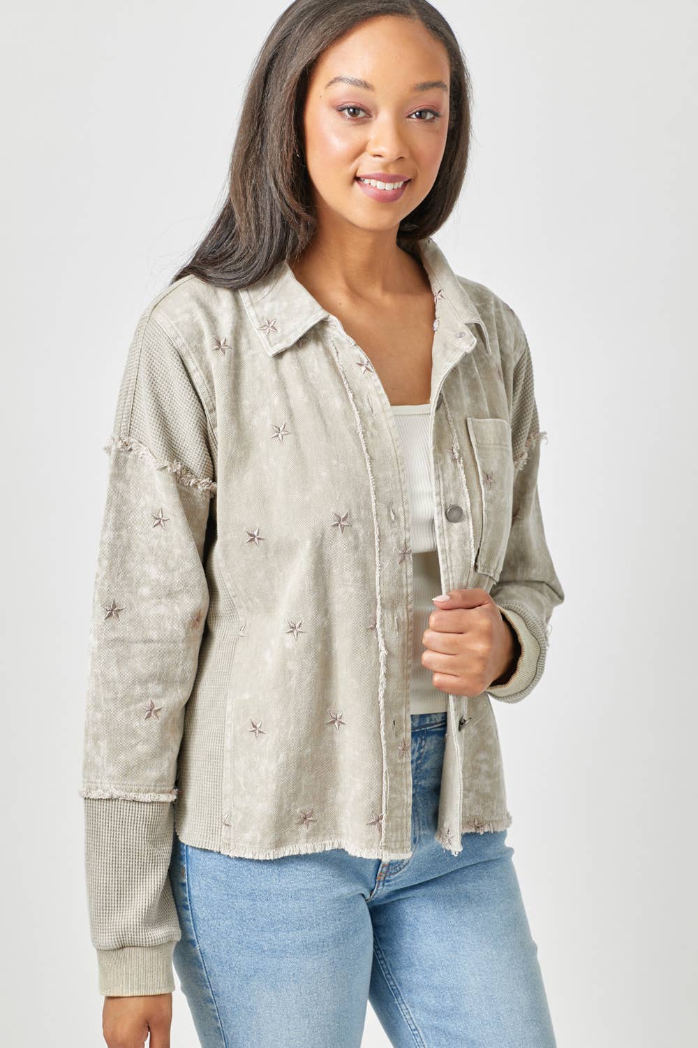 Star Embroidery Washed Jacket