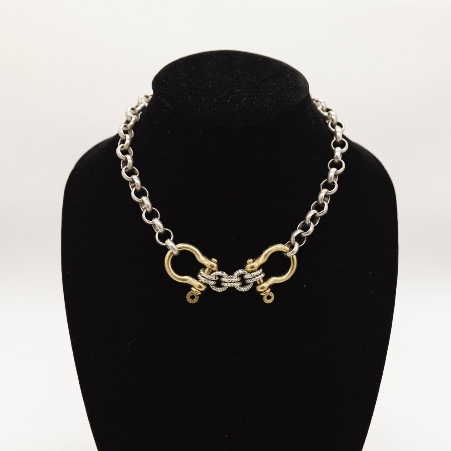 Brass Shackle Necklace by V2 Designs