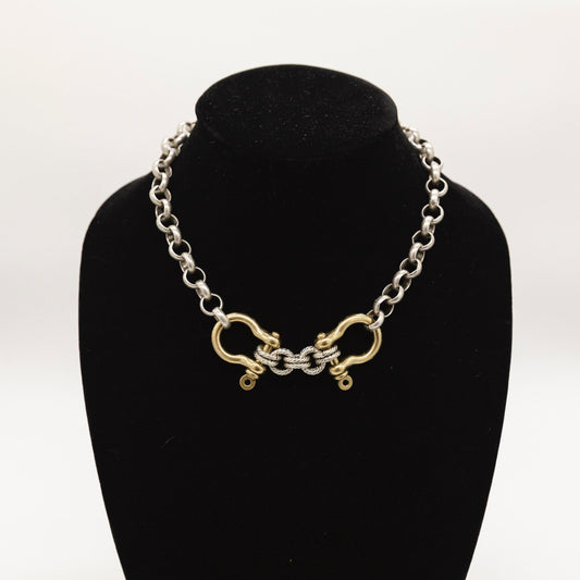 Brass Shackle Necklace by V2 Designs