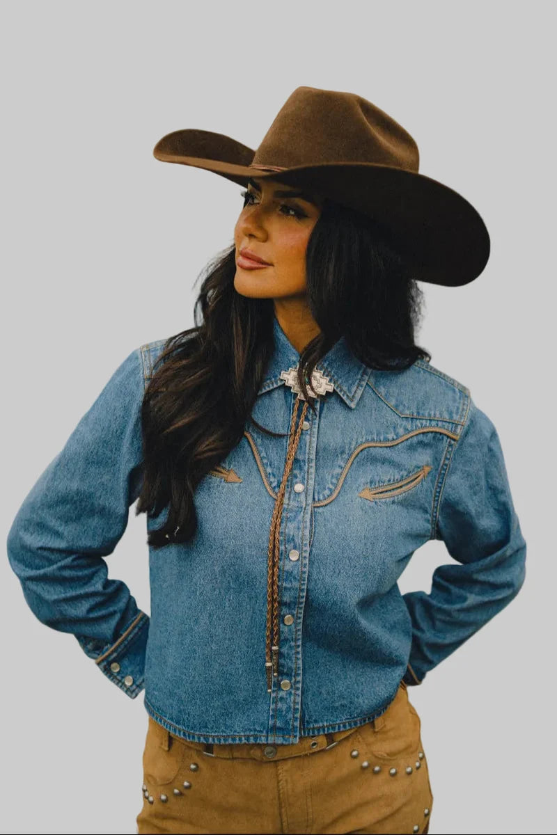 Rustler x H Bar C Denim Cropped Shirt