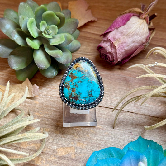 MJ Turquoise Ring – Sterling Silver Adjustable Band