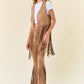 Tan Studded Long Fringe Faux Suede Vest