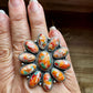 Mojave Spiny & Turquoise Flower Adjustable Ring – Sterling Silver, Made in USA
