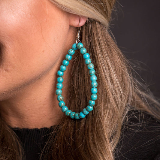 Turquoise Beaded Hoop Earring on Fish Hook Earring