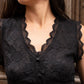 Lace Sleeveless V Neck Top in Black