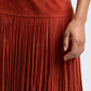 Faux Suede Fringe Maxi Skirt - Rust