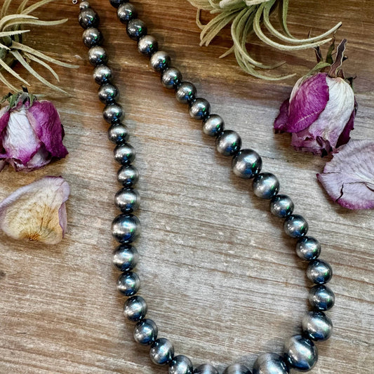 Large Sterling Silver Pearl Necklace – 8mm to 20mm Graduated