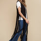 Black Long Fringe Faux Suede Western Vest