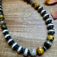 18 inch 12 mm Sterling Silver Pearls necklace & bumblebee jasper beads