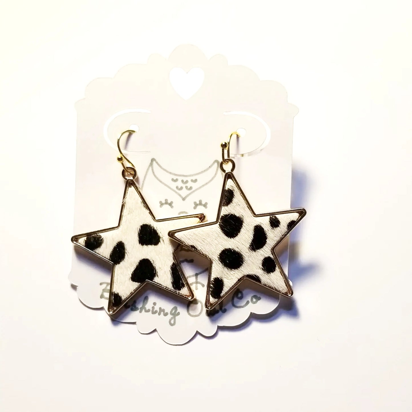 Cow Print Star Earrings - Nashville or Country Music Concert Jewelry