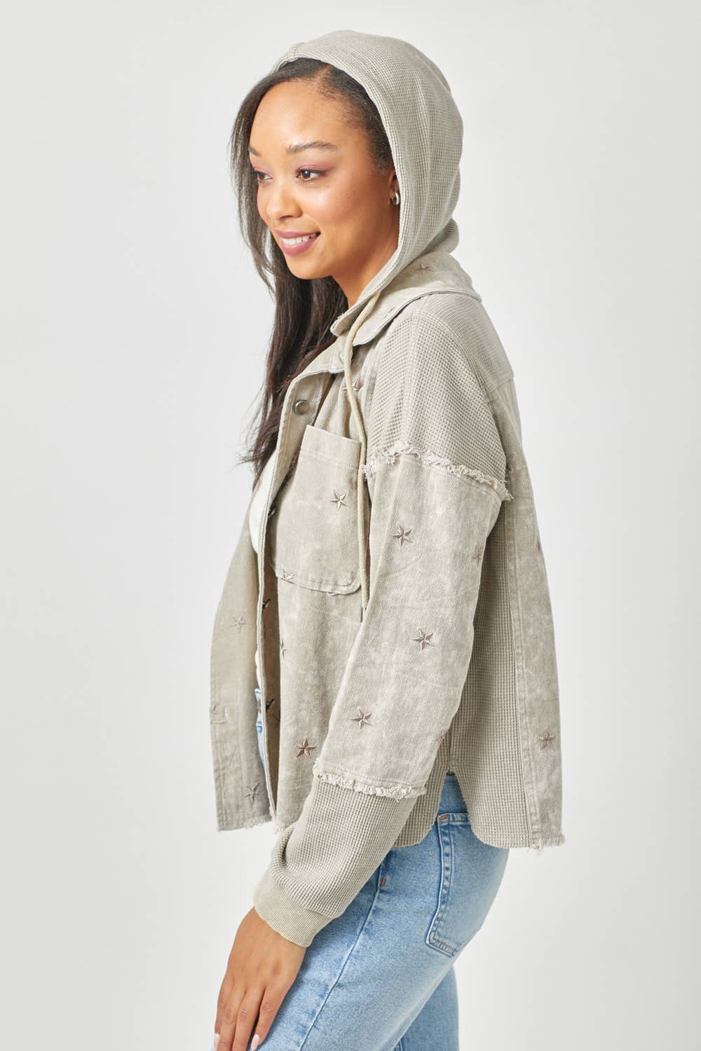Star Embroidery Washed Jacket
