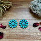 Cluster earrings stud - sterling silver and turquoise