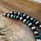 NFR Collection Necklace – 14mm Sterling Silver Pearls with 16mm Green Turquoise Rondelles –  28.5"