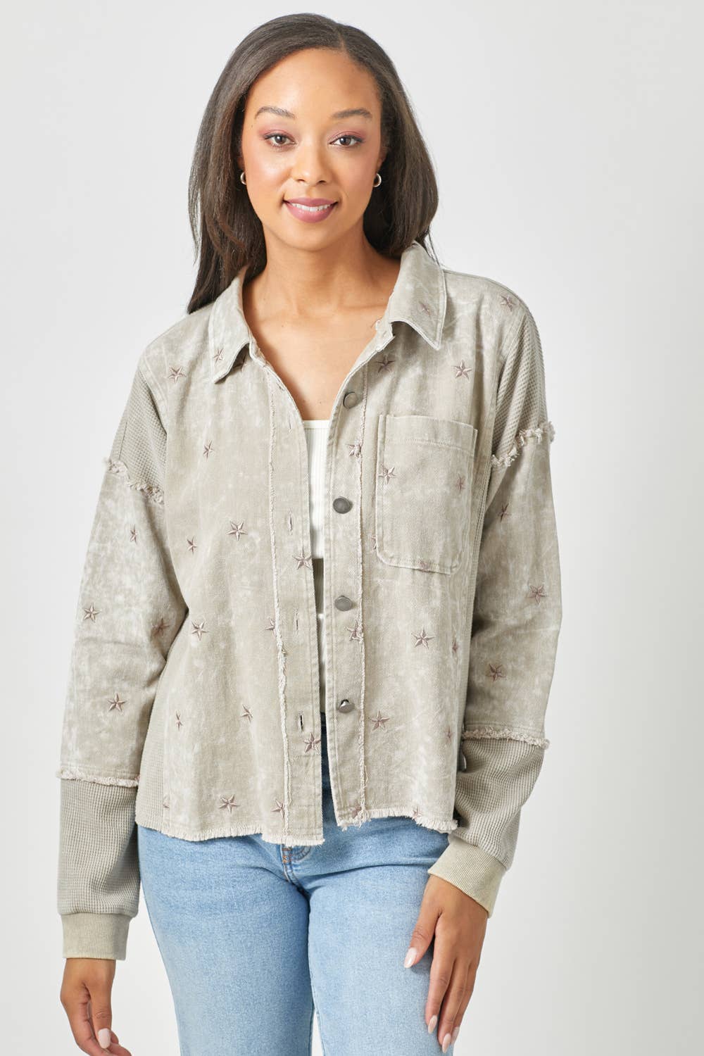 Star Embroidery Washed Jacket