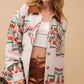 Jacquard Western Shirt Jacket with Aztec Style Pattern