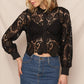 Long Sleeve Paisley Lace Button Down Top