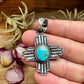 Zia Symbol Pendant with Sonoran Gold Turquoise – Sterling Silver – Native Made by K. Billah – Fits 8mm