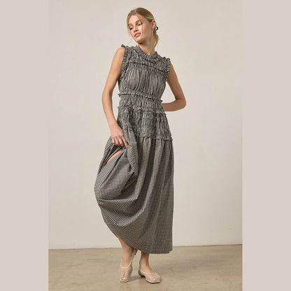 Smocked Gingham Maxi Dress