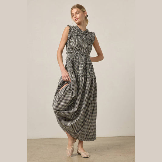Smocked Gingham Maxi Dress