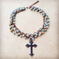 Amazonite Beaded Collar Necklace w/ Cross Pendant